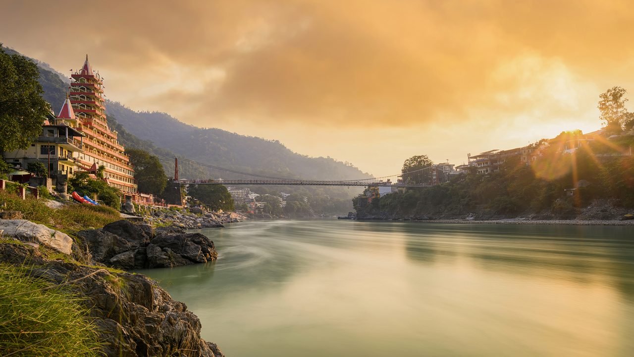 Ganges River and yoga retreats in serene Rishikesh, Uttarakhand